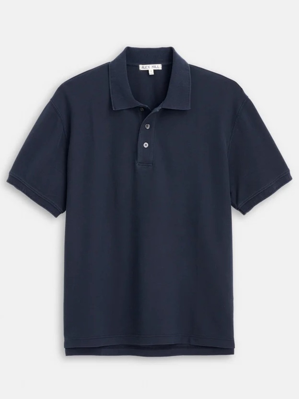 Alex Mill Navy Garment Dyed Polo In Pique Cotton